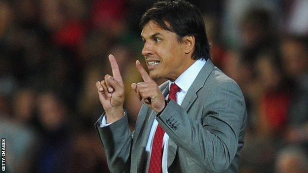 Manager Chris Coleman issues instruction to Wales from the touchline