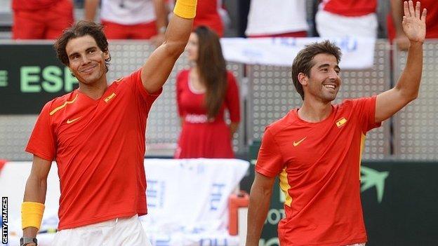 Rafael Nadal (left) and Marc Lopez