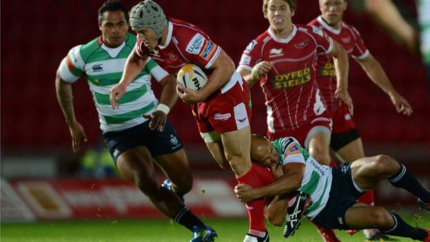 British and Irish Lions centre Jonathan Davies makes his return for the Scarlets as a 61st minute replacement in the Pro12 win over Treviso.