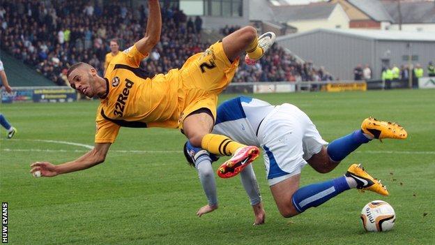Newport striker Christian Jolley in action against Bristol Rovers