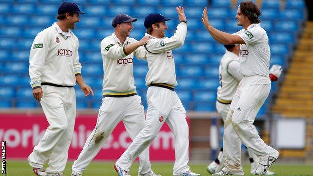Yorkshire celebrate against Middlesex