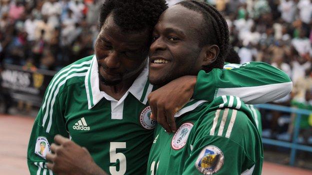 Nigeria's Efe Ambrose and Victor Moses