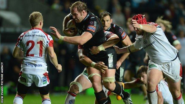Alun Wyn Jones leads the charge for Ospreys