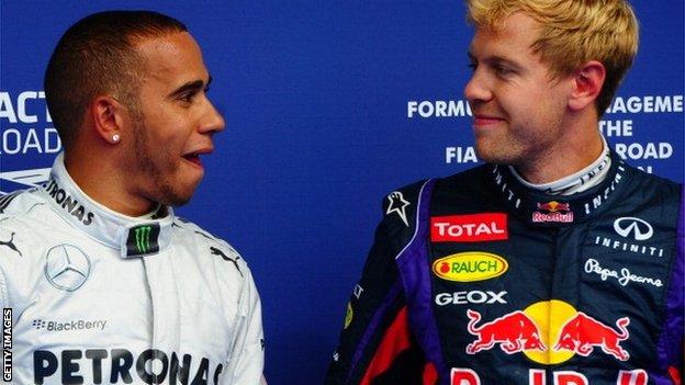 Lewis Hamilton (left) with Sebastian Vettel