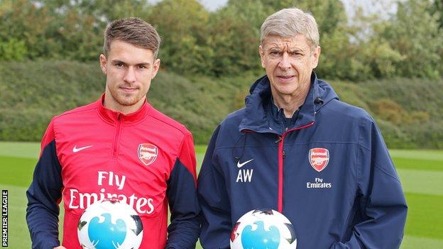 Arsenal midfielder Aaron Ramsey and manager Arsene Wenger