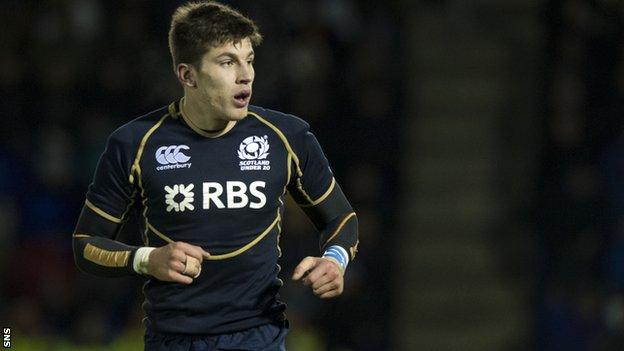 Tommaso Allan in action for Scotland's Under-20 team