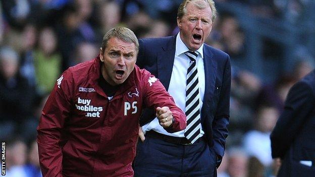 Derby coach Paul Simpson (left) and manager Steve McClaren
