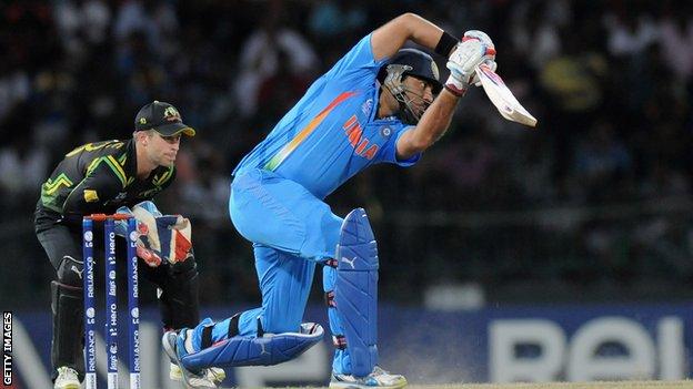 Yuvraj Singh batting for India agaisnt Australia