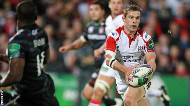 Ulster scrum-half Paul Marshall on the attack against Leicester at Ravenhill