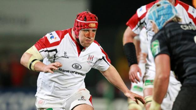 Ulster prop Declan Fitzpatrick in action during Ulster's 22-16 success over Leicester at Ravenhill