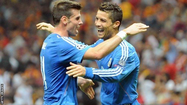 Real Madrid team-mates Gareth Bale (left) and Cristiano Ronaldo