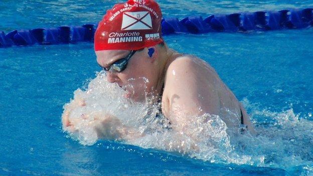 Jersey's Charlotte Manning swimming