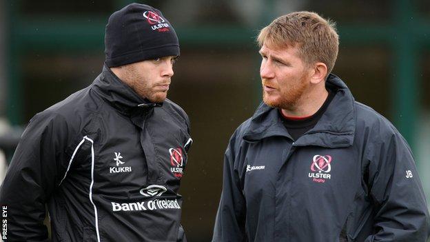 Jonny Bell (right) with Darren Cave who has been called up to the Ireland squad