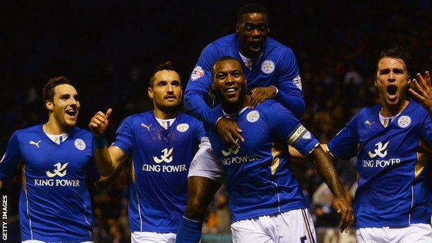 Leicester City celebrate victory over Fulham