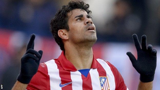 Diego Costa celebrates for Atletico Madrid