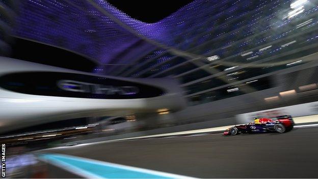 Mark Webber racing at the Abu Dhabi Grand Prix
