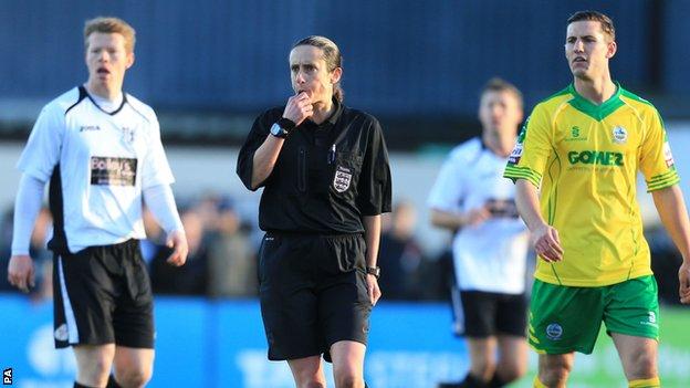 Amy Fearn has become the first female to referee an FA Cup game