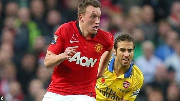 Phil Jones in action for Manchester United against Arsenal
