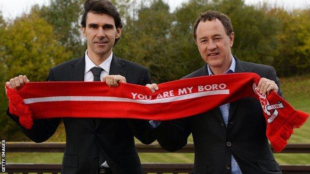 Middlesbrough manager Aitor Karanka (left) and chairman Steve Gibson (right)