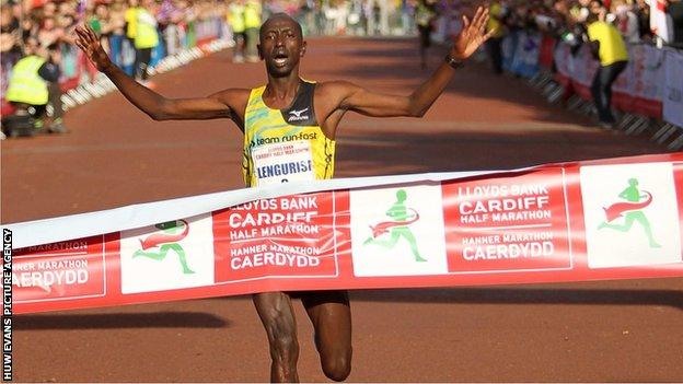 Kenyan Loitarakwai Lengurisi won this year's Cardiff Half Marathon
