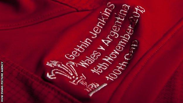 Gethin Jenkins' 100-caps Wales shirt