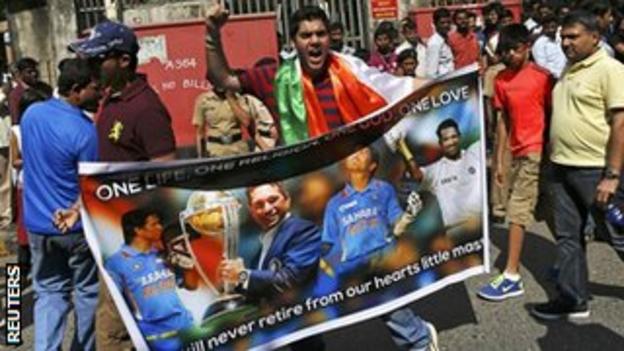 India fans with their tribute to Sachin Tendulkar