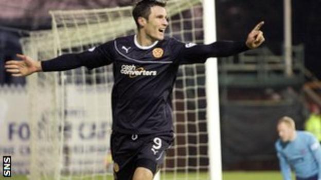 John Sutton celebrates after scoring for Motherwell against Kilmarnock