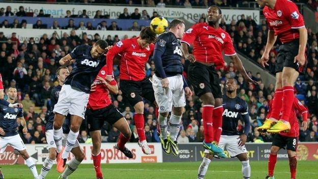 Kim Bo-Kyung heads a late equaliser to earn Cardiff a 2-2 draw against Manchester United in the Premier League in November 2013