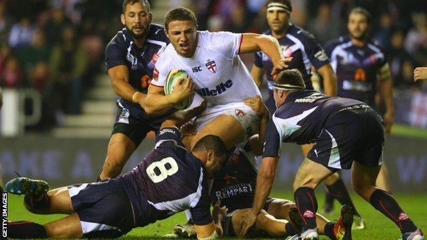 Sam Burgess in action against France