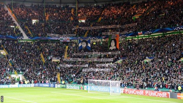 Celtic supporters at the Champions League encounter against AC Milan