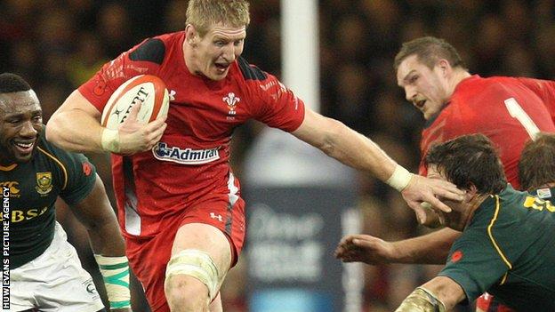Bradley Davies in action for Wales against South Africa