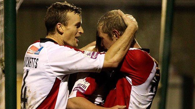 Scott Rendell celebrates scoring for Woking