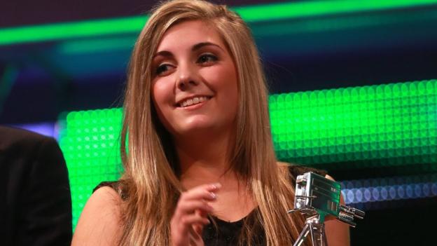 Winner of the Young Sports Personality of the Year 2013, Amber Hill during the 2013 BBC Sports Personality of the Year Awards at the First Direct Arena, Leeds.
