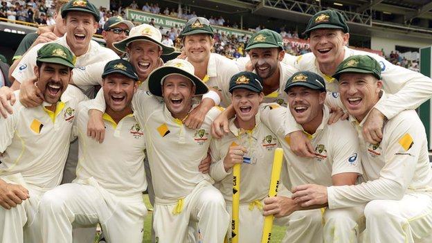 Australia celebrate after regaining the Ashes