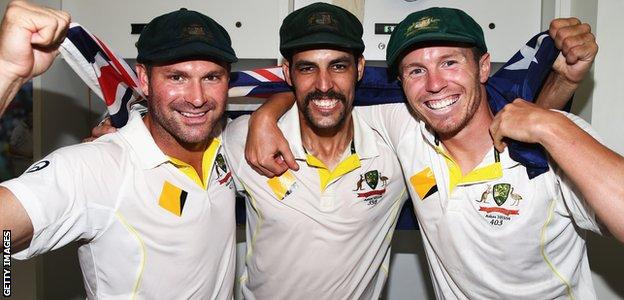 Ryan Harris, Mitchell Johnson and Peter Siddle