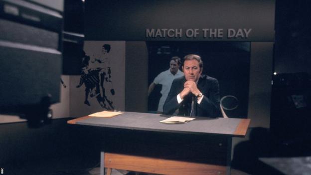 David Coleman in the Match of the Day studio, 1969.