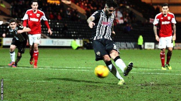 Alan Sheehan scores from the penalty spot to earn Notts County a draw against Bristol City
