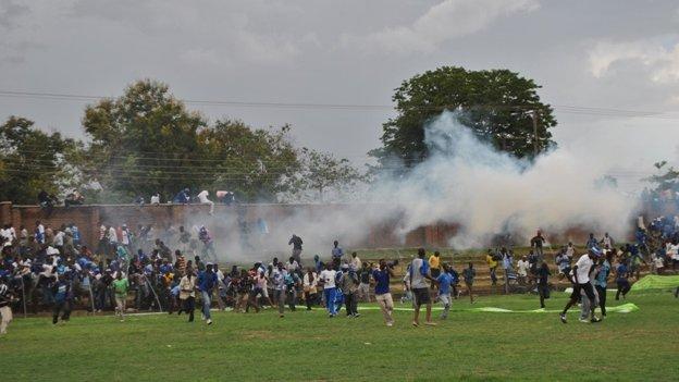 Tear gas at the stadium in Balaka