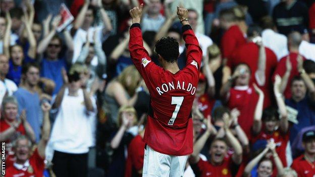 Cristiano Ronaldo acknowledges the Manchester United fans