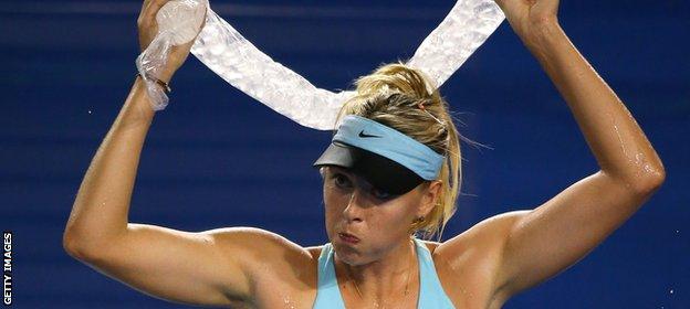Maria Sharapova uses a necklace of ice to keep cool