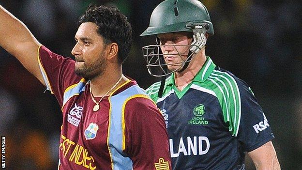 West Indies' Ravi Rampaul and Ireland's Kevin O'Brien