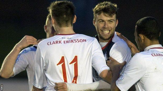 Rory Loy celebrates after scoring for Falkirk against Cowdenbeath