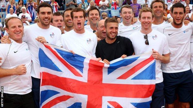 GB Davis Cup team celebrate