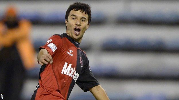 Ignacio Scocco celebrating a goal during a previous spell at Newell's Old Boys