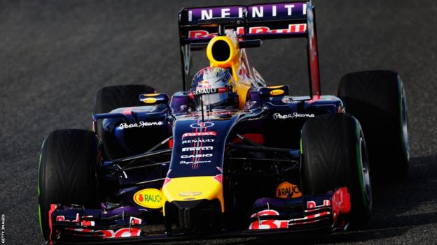 Defending world champion Sebastian Vettel drives the new Red Bull during day two of Formula 1 winter testing at Jerez, Spain, on 29 January