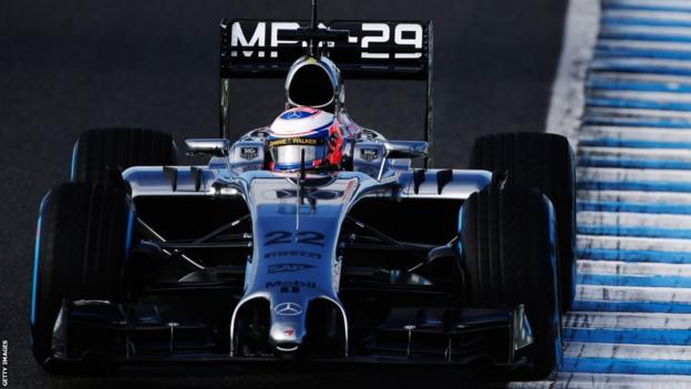 Jenson Button drives the new McLaren during day two of Formula 1 winter testing at Jerez