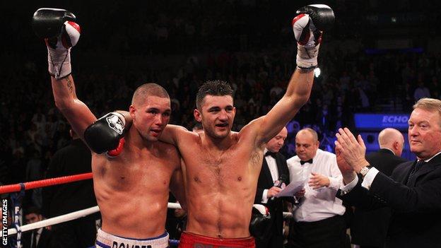 Tony Bellew and Nathan Cleverly after their fight in 2011