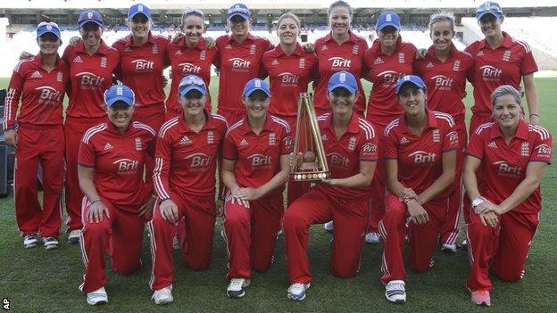 England with the Women's Ashes trophy