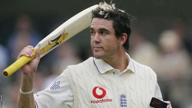 Kevin Pietersen making his Ashes debut against Australia at Lord's in 2005