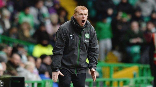 Celtic manager Neil Lennon shouts from the sidelines